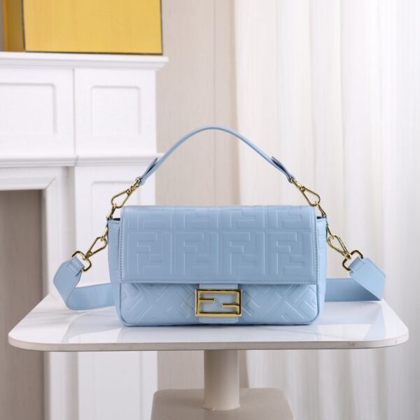 Fendi Baguette  FF Embossed Leather Shoulder Bag