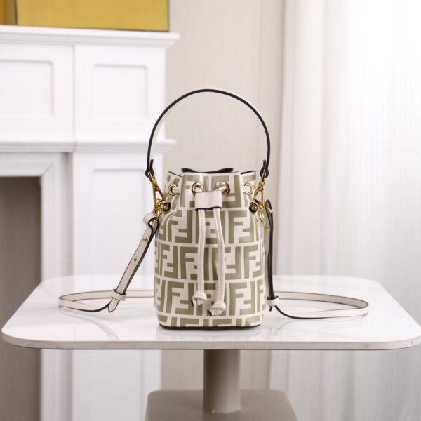 Fendi Mini FF Embossed Leather Bucket Bag