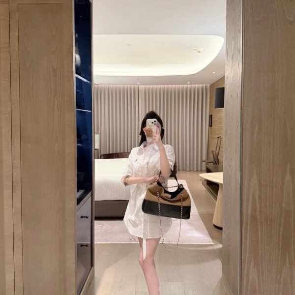 Burberry Ruffle Belted Shirt Mini Dress