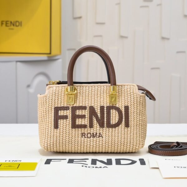 Fendi By The Way Mini Woven Boston Bag