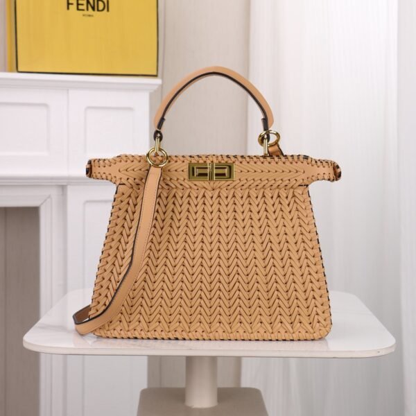 Fendi Peekaboo ISeeU Woven Leather Large Handbag