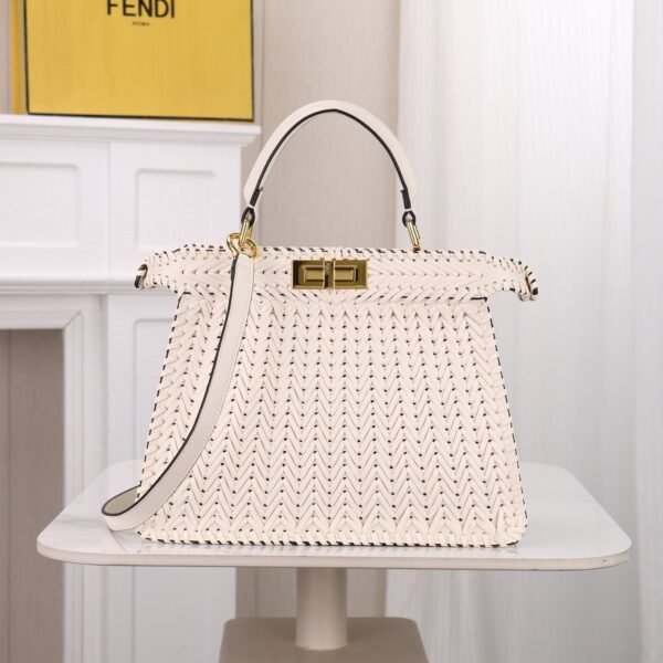 Fendi Peekaboo ISeeU Woven Leather Large Handbag