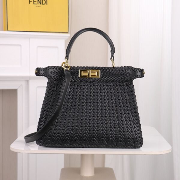 Fendi Peekaboo ISeeU Woven Leather Large Handbag