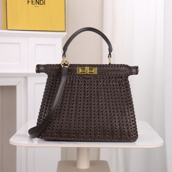 Fendi Peekaboo ISeeU Woven Leather Large Handbag