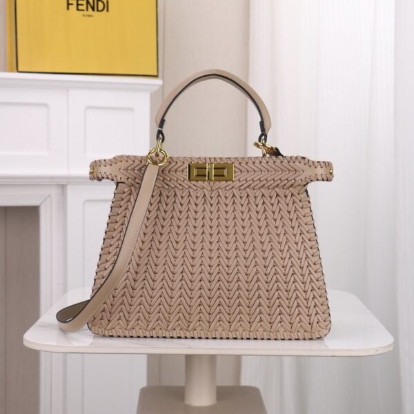 Fendi Peekaboo ISeeU Woven Leather Large Handbag