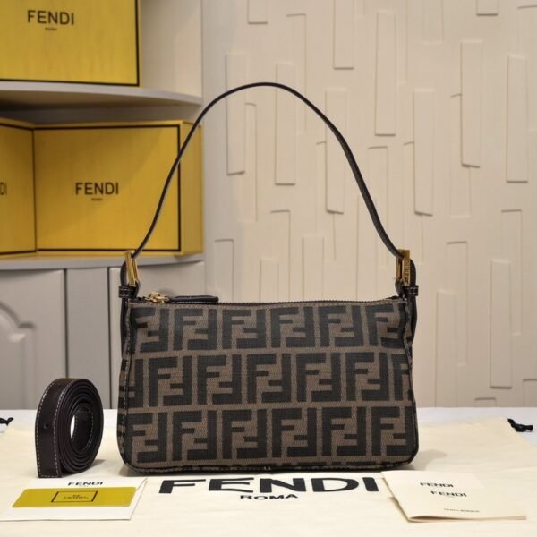 Fendi FF Jacquard Vintage-Inspired Shoulder Bag