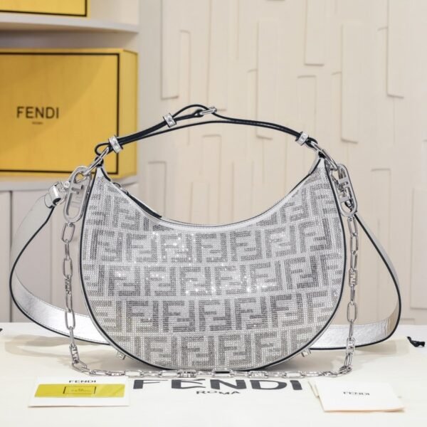 Fendi Fendigraphy FF Crystal Embellished Hobo Bag
