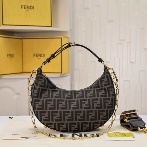 Fendi Fendigraphy Small Leather Hobo Bag