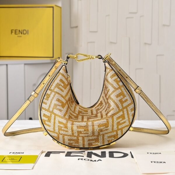 Fendi Fendigraphy Mini FF Crystal Embellished Hobo Bag