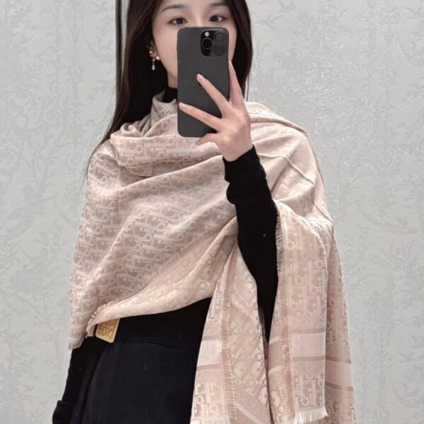 Dior Silk-Wool Monogram Jacquard Shawl