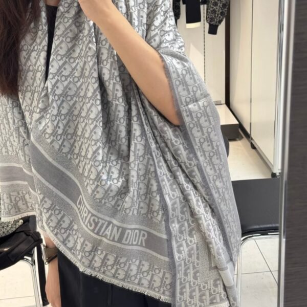 Dior Silk-Wool Monogram Jacquard Giant Square Scarf