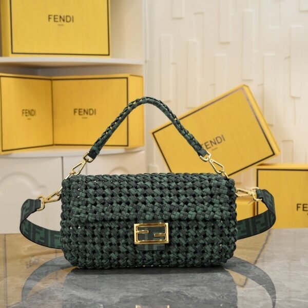 Fendi Baguette Medium Woven Shoulder Bag