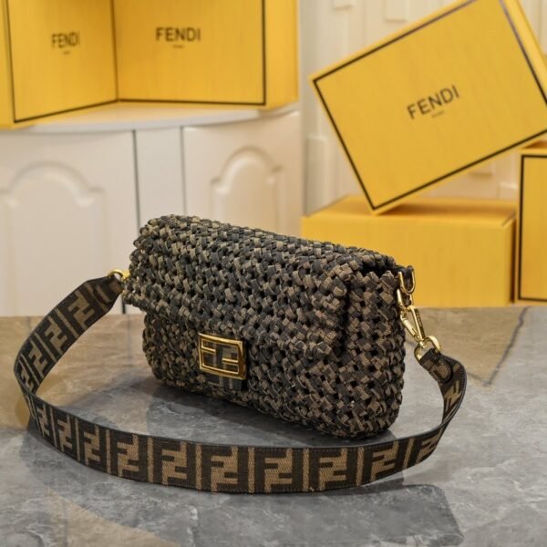 Fendi Baguette Medium Woven Shoulder Bag
