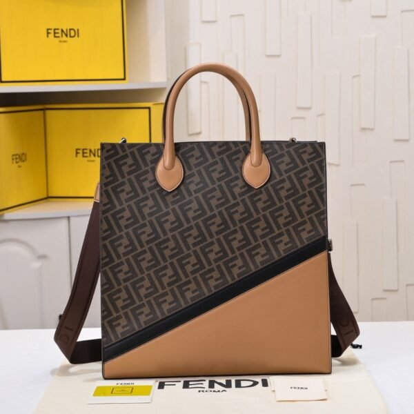 Fendi Zucca Diagonal Briefcase Tote Bag