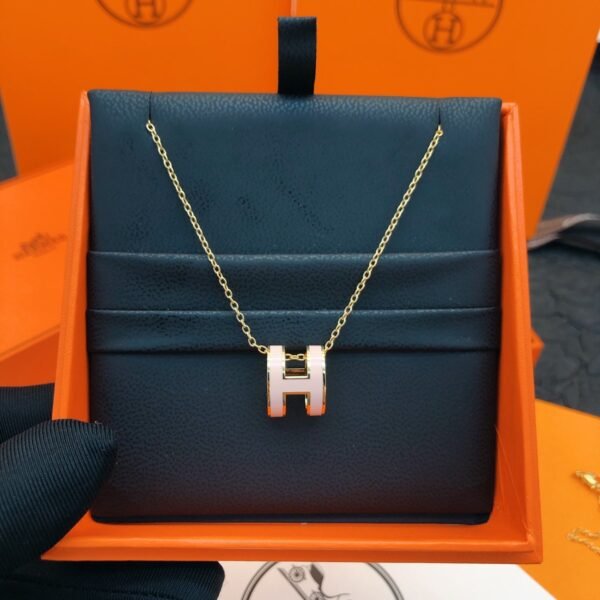Hermès Pink H Pendant Necklace