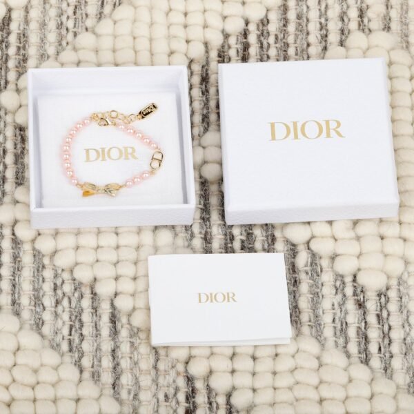 Dior Pink Beaded Bow Bracelet