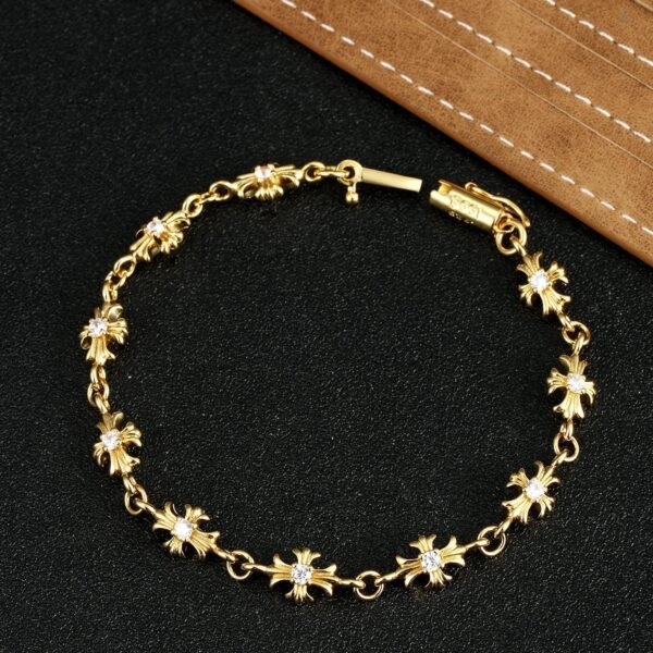 Chrome Hearts Crystal Cross Link Bracelet