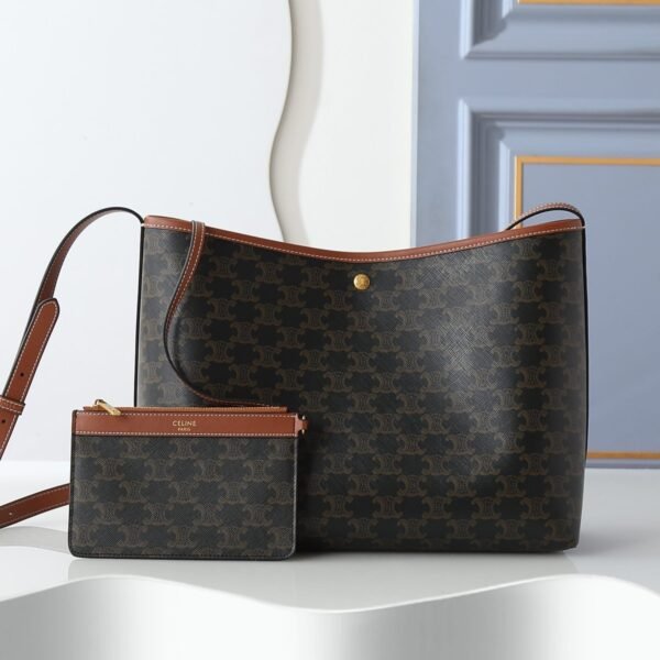 Celine Triomphe Monogram Coated Canvas Shoulder Bag