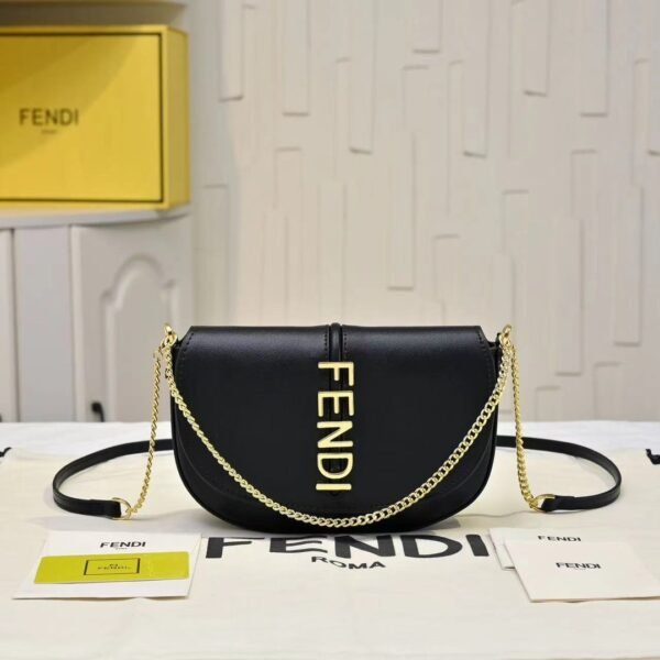 Fendi Logo Leather Crossbody Bag