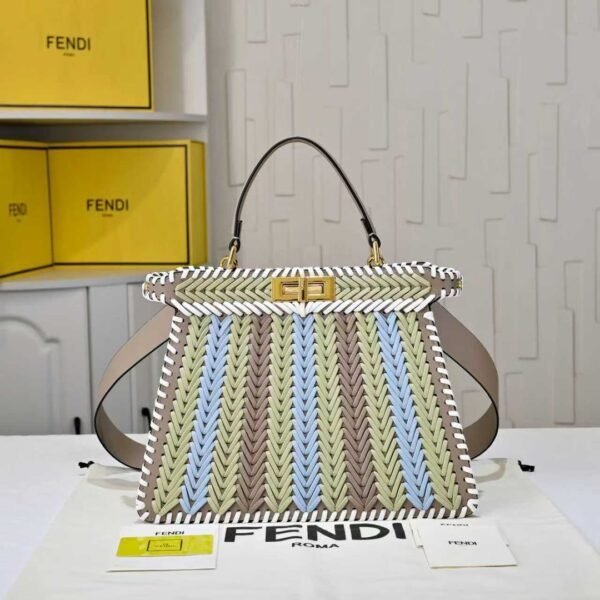 Fendi Peekaboo ISeeU Woven Leather Large Tote Bag