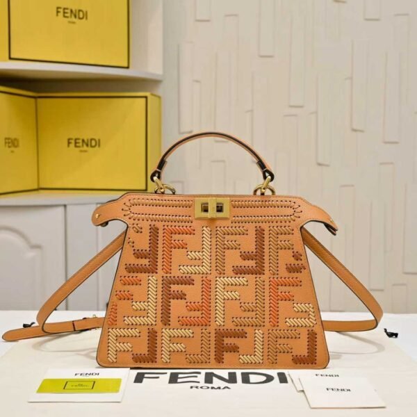 Fendi Peekaboo ISeeU Woven Leather Medium Tote Bag