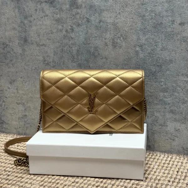 Saint Laurent Becky Quilted Lambskin Chain Wallet