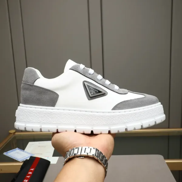 Prada Leather Suede Paneled Sneakers