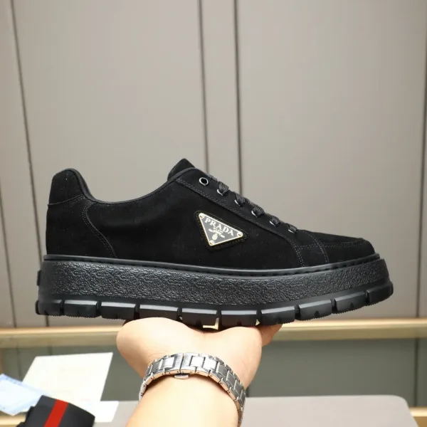 Prada Enameled Triangle Logo Sneakers