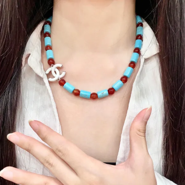 Chanel Beaded CC Logo Necklace