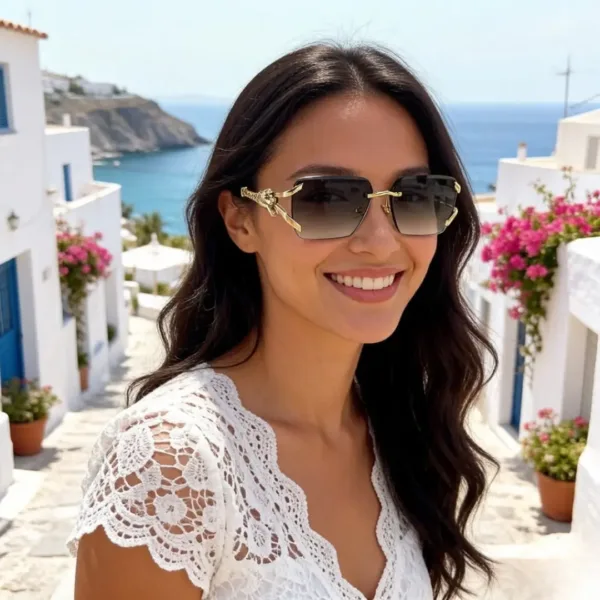 Cartier Rimless Square Metal Sunglasses