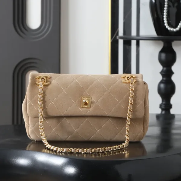 Chanel Quilted Suede Flap Bag