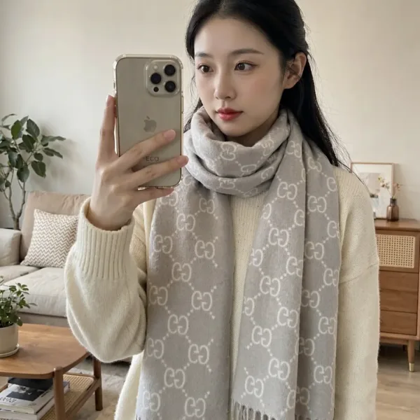 Gucci Monogram Alpaca-Wool Blend Shawl