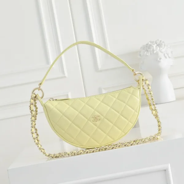 Chanel Quilted Grained Leather Crescent Bag