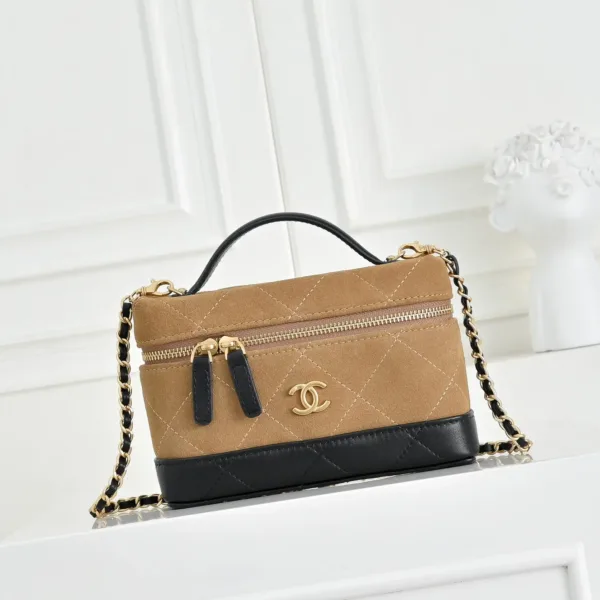Chanel Quilted Suede and Lambskin Vanity Case