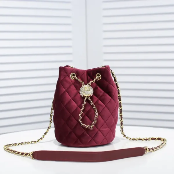 Chanel Quilted Velvet Bucket Bag