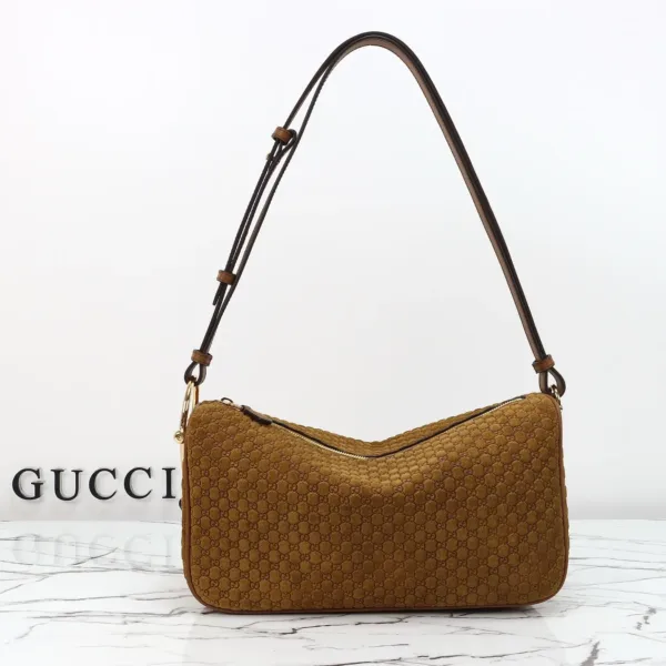 Gucci Monogram Suede Shoulder Bag