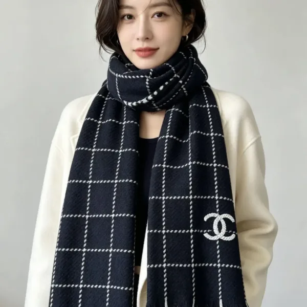 Chanel Check Wool Shawl