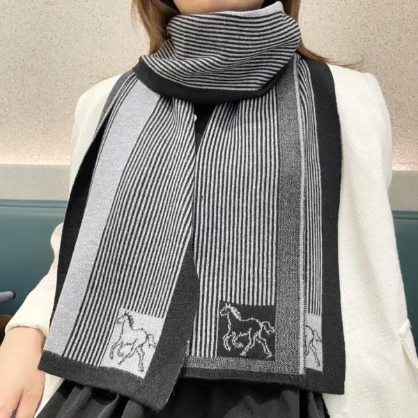 Hermes Striped Cashmere Skinny Scarf