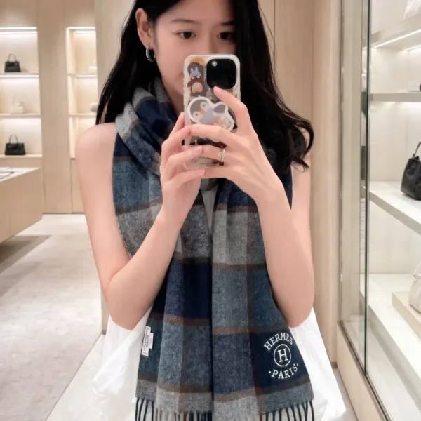 Hermes Check Cashmere Shawl