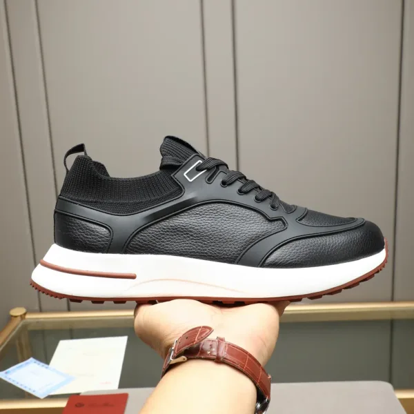 Loro Piana Leather Lace-Up Sneakers