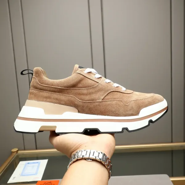 Hermes Suede Leather Lace-Up Sneakers